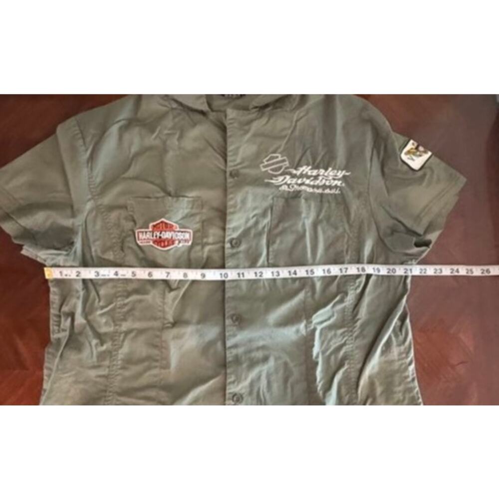 Harley-Davidson St. Thomas USVI Dealer Shirt Women's XL Olive Embroidered - Picture 5 of 12